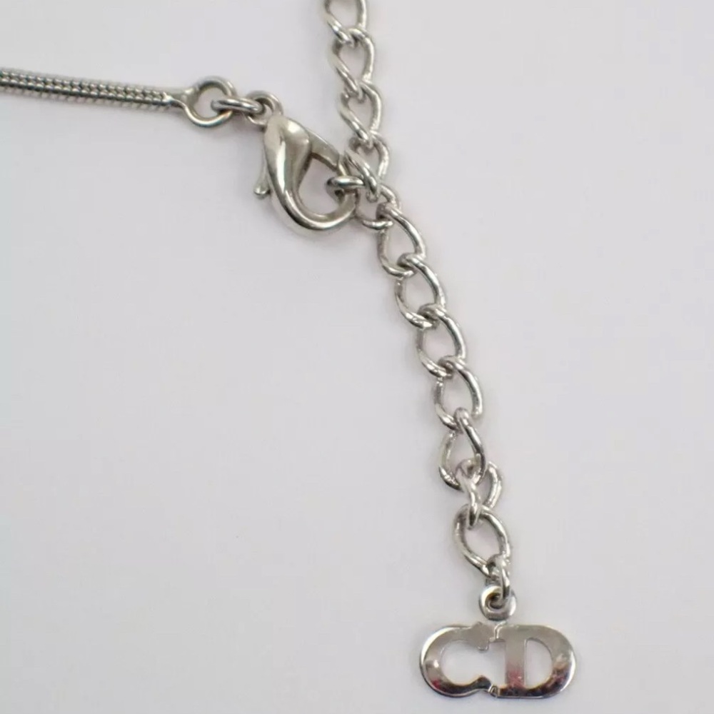 EUC [Christian Dior] Authentic Silver “D” Charm Logo Stamped Pendant Necklace - Picture 13 of 15